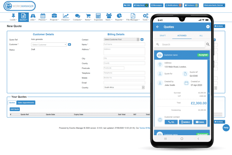 Security software program for mobile app quoting