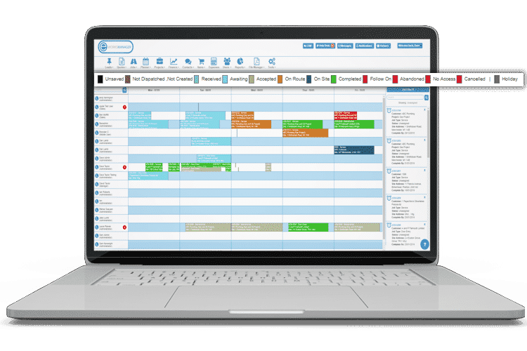 Staff Scheduling App - Colour coded calendar for job progress at a glimpse