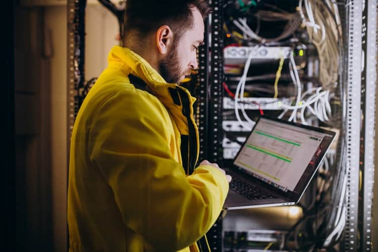Technician using ERP Software